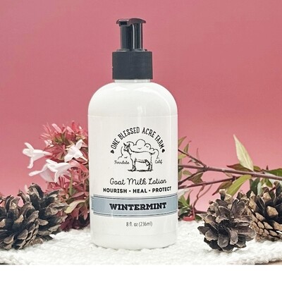 Wintermint Goat Milk Lotion for Hand and Body, Natural, Nourishing, Moisturizing, Handmade, Alpha-Hydroxy Acids, Dry Skin Relief