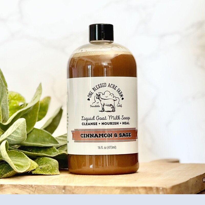 Refill 16 ounce Goat Milk Liquid Soap for Hand and Body, Gentle & Invigorating Cleanser