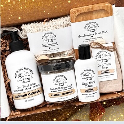 Almond Soap Lotion Gift Set Holiday Gift Almond Skincare Gift Box Lotion Gift Set For Sensitive Skin Almond Scented Bath & Body Gift For Her