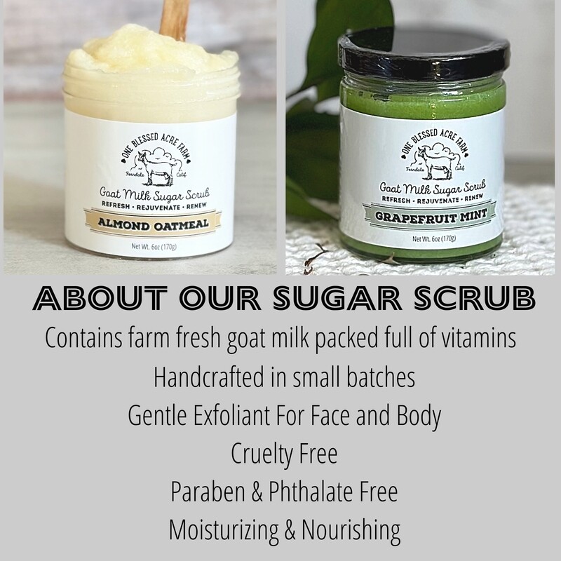 Almond Oatmeal Emulsified Sugar Scrub with Goat Milk, Exfoliating Scrub