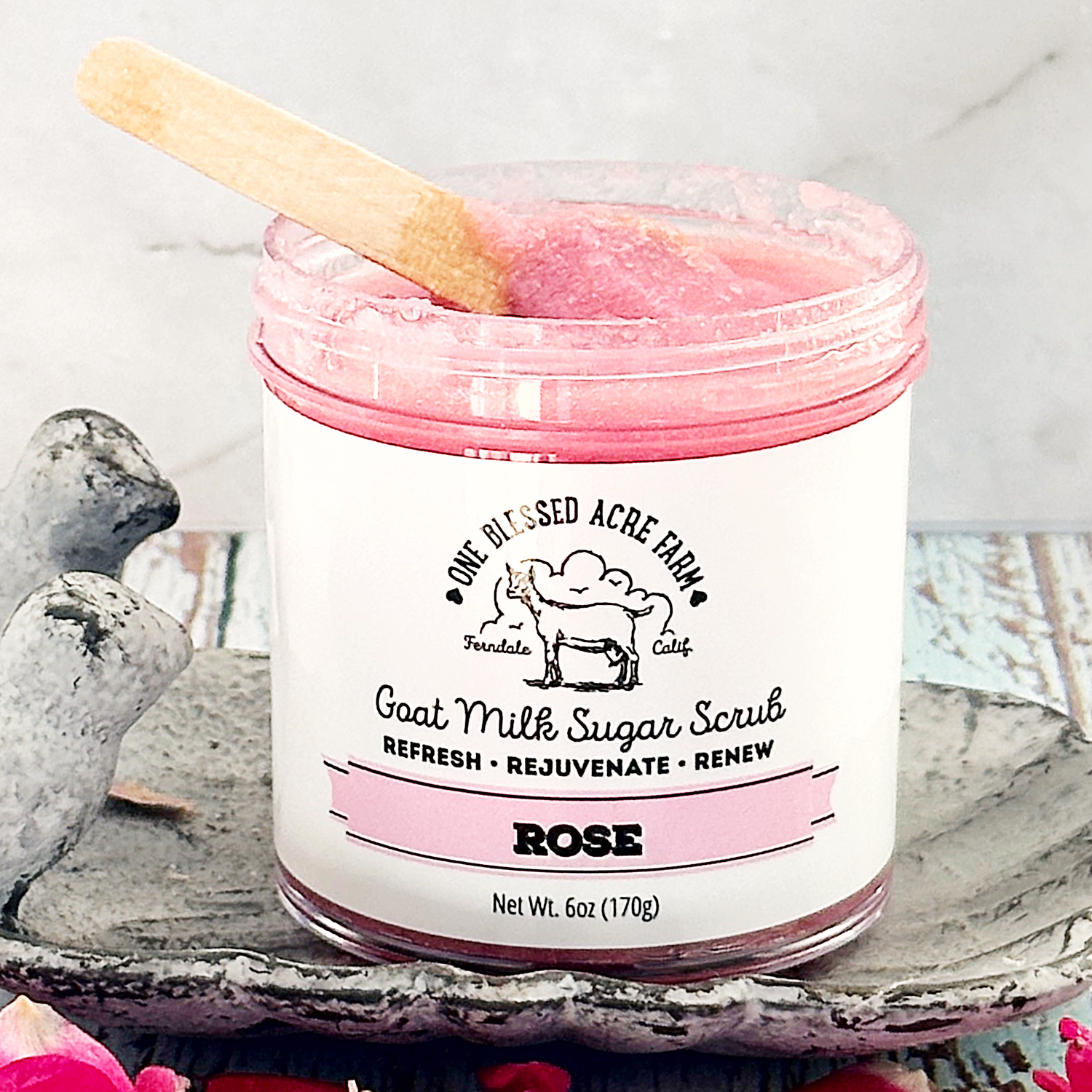 Rose Emulsified Sugar Scrub with Goat Milk, Exfoliating Scrub