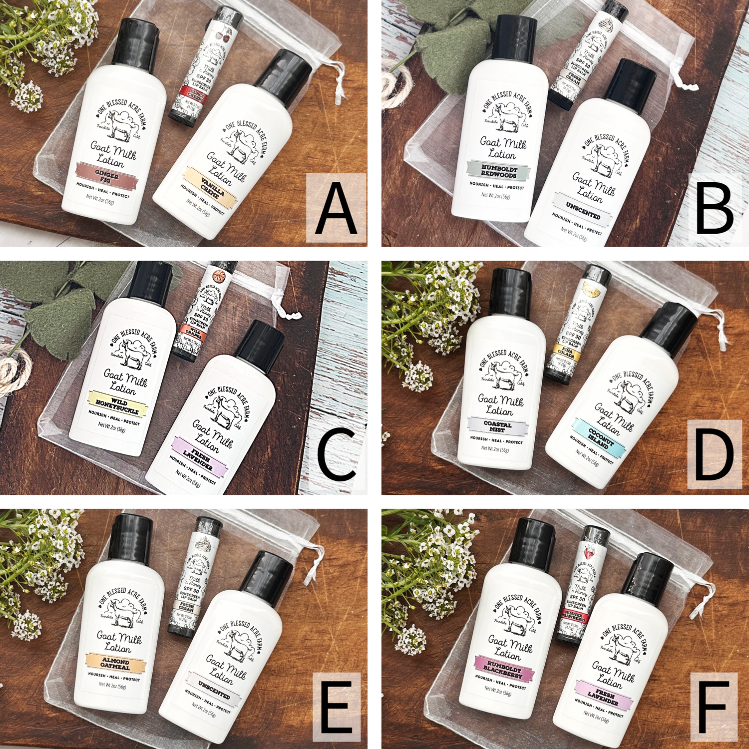 Self Care Lotion & Lip Balm Gift Set, Choose Set: Set A