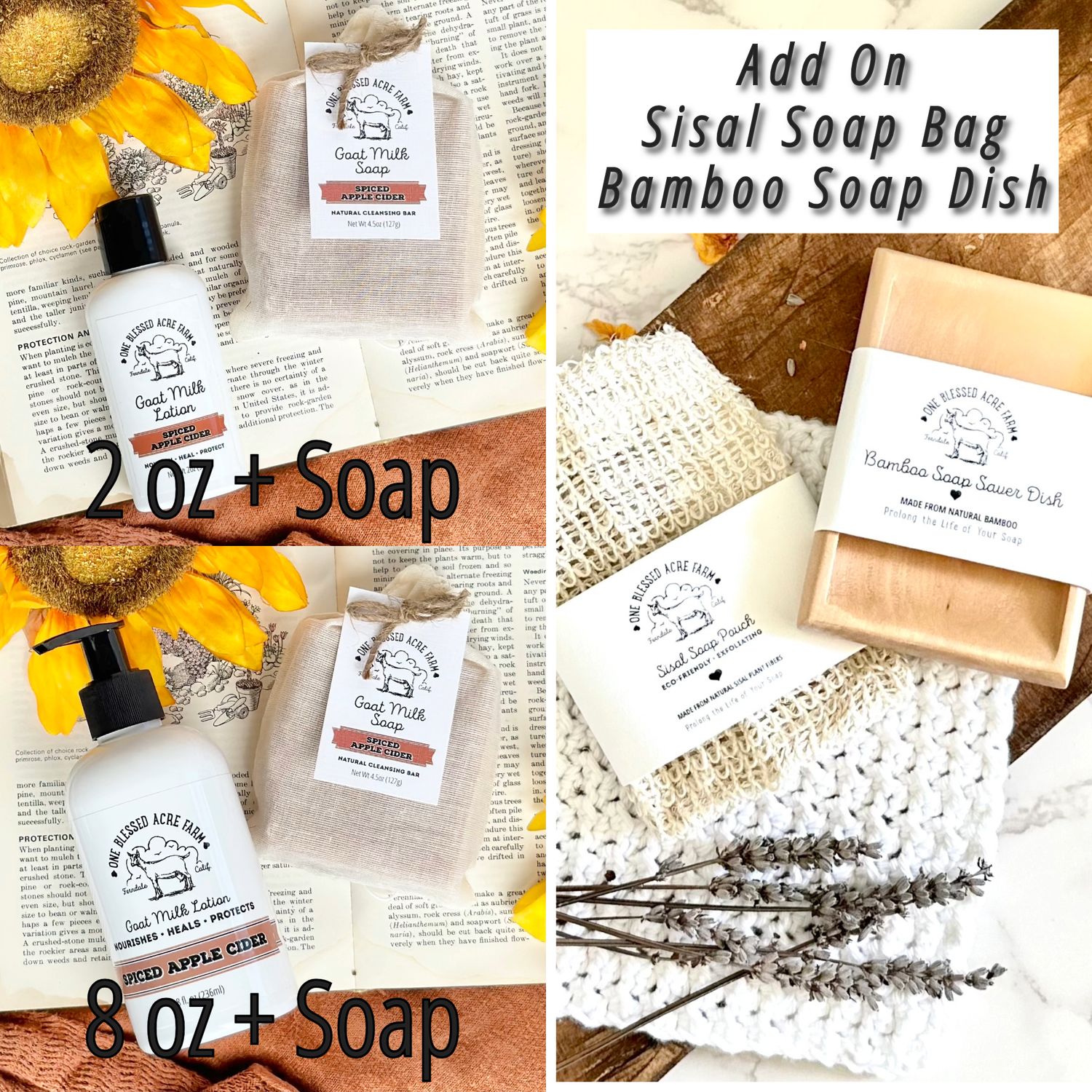 Apple Cider Goat Milk Lotion for Hand and Body, Lotion & Soap Set: 2 ounce lotion & bar soap, Add ons to make gift set: No Add Ons