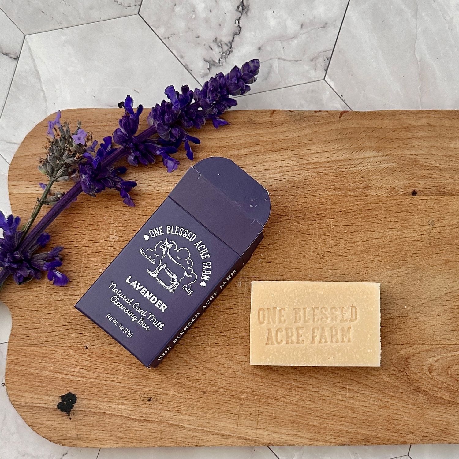 Fresh Lavender Goat Milk Bar Soap - 4.5 oz & 1.25 oz Fresh Lavender Goat Milk Bar Soap - 4.5 oz & 1.25 oz, Soap + Lotion Sets: 1 oz. Guest Soap Bar, Add On For Gift Set: No Add Ons