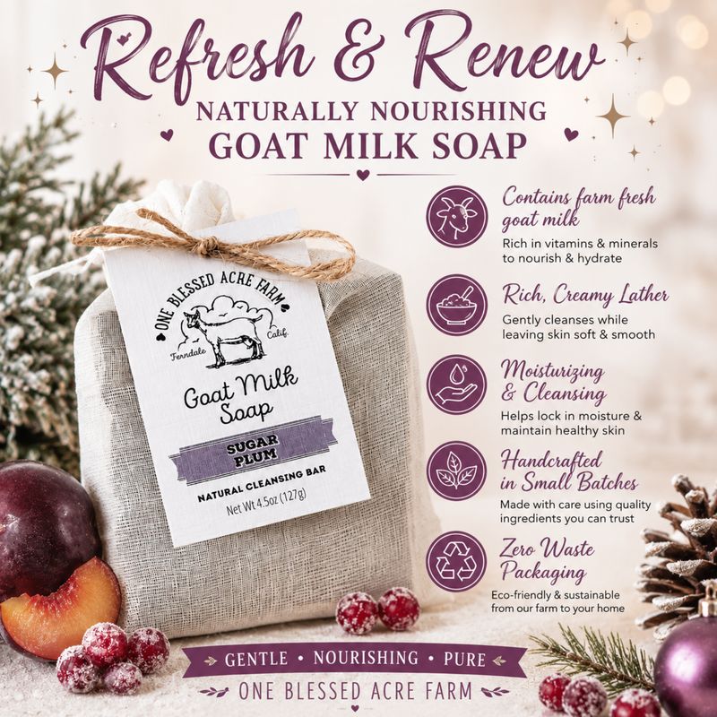 Sugar Plum Goat Milk Bar Soap, Natural Cleansing Bar