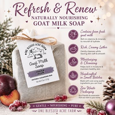 Sugar Plum Goat Milk Bar Soap, Natural Cleansing Bar