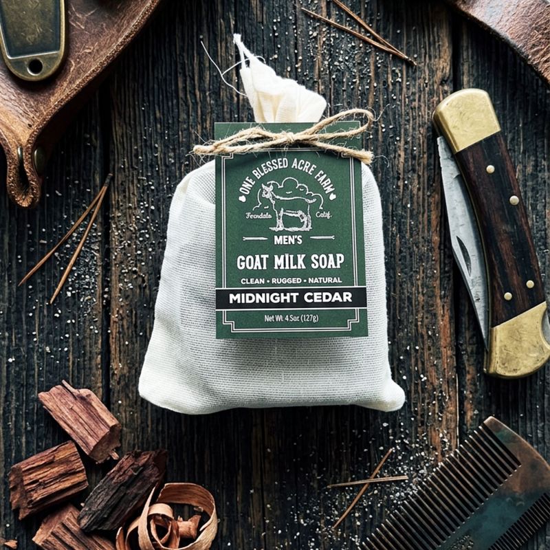 Mens Goat Milk Bar Soap, Natural Cleansing Bar - 4.5 ounce