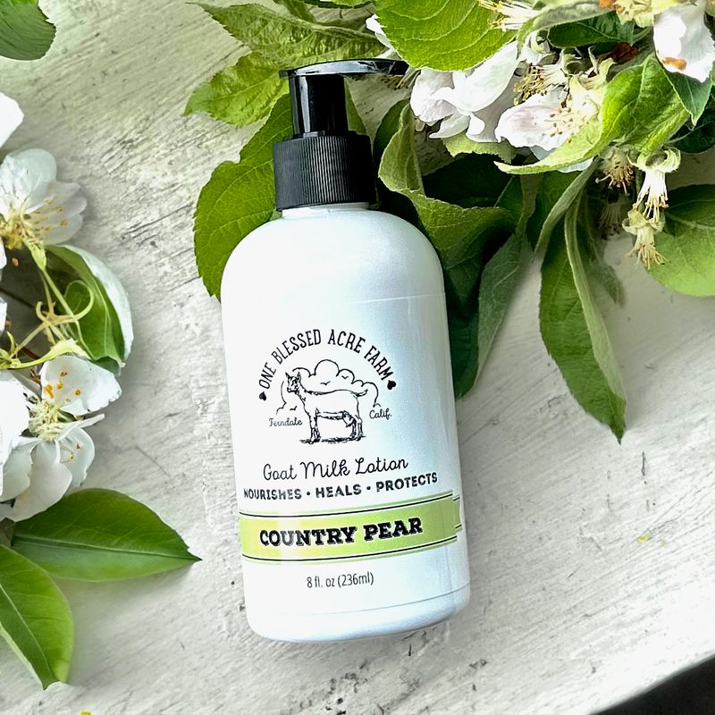 Country Pear Goat Milk Lotion for Hand and Body - 2 and 8 ounce