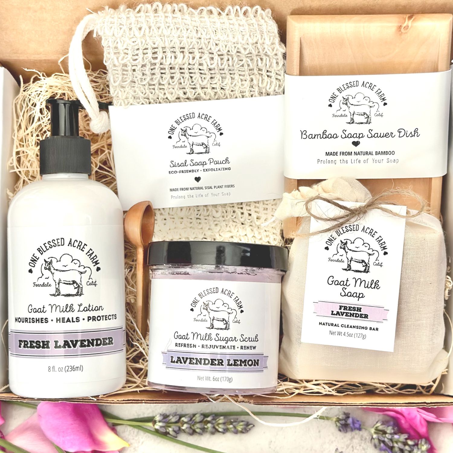 Lavender Customized Lotion, Soap & Sugar Scrub Gift Set