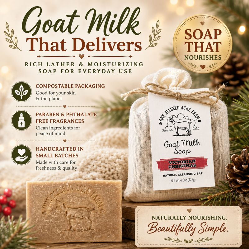 Victorian Christmas Goat Milk Bar Soap, Natural Cleansing Bar
