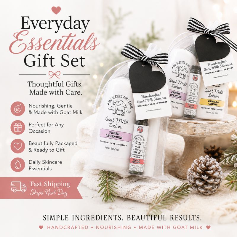 Goat Milk Bath & Body Gift Set | 2 Lotions + Lip Balm