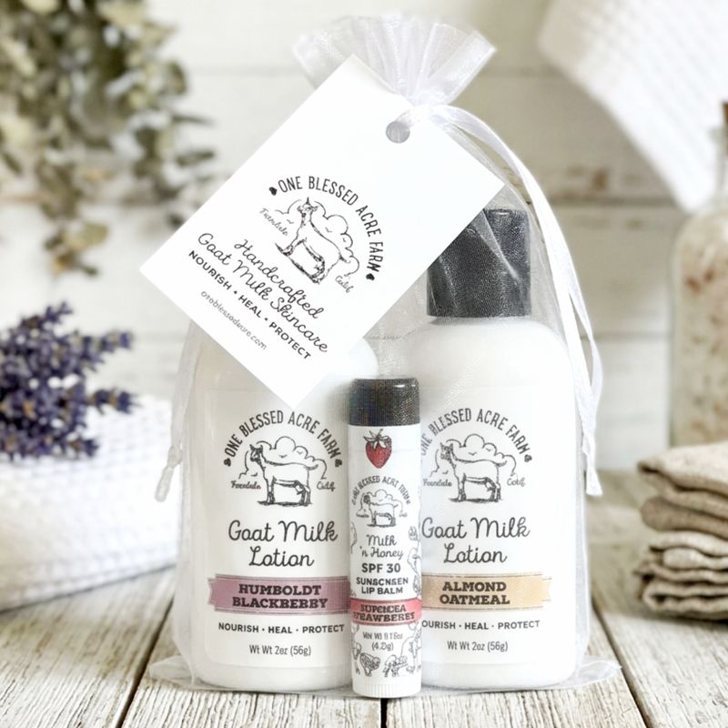 Goat Milk Bath & Body Gift Set | 2 Lotions + Lip Balm