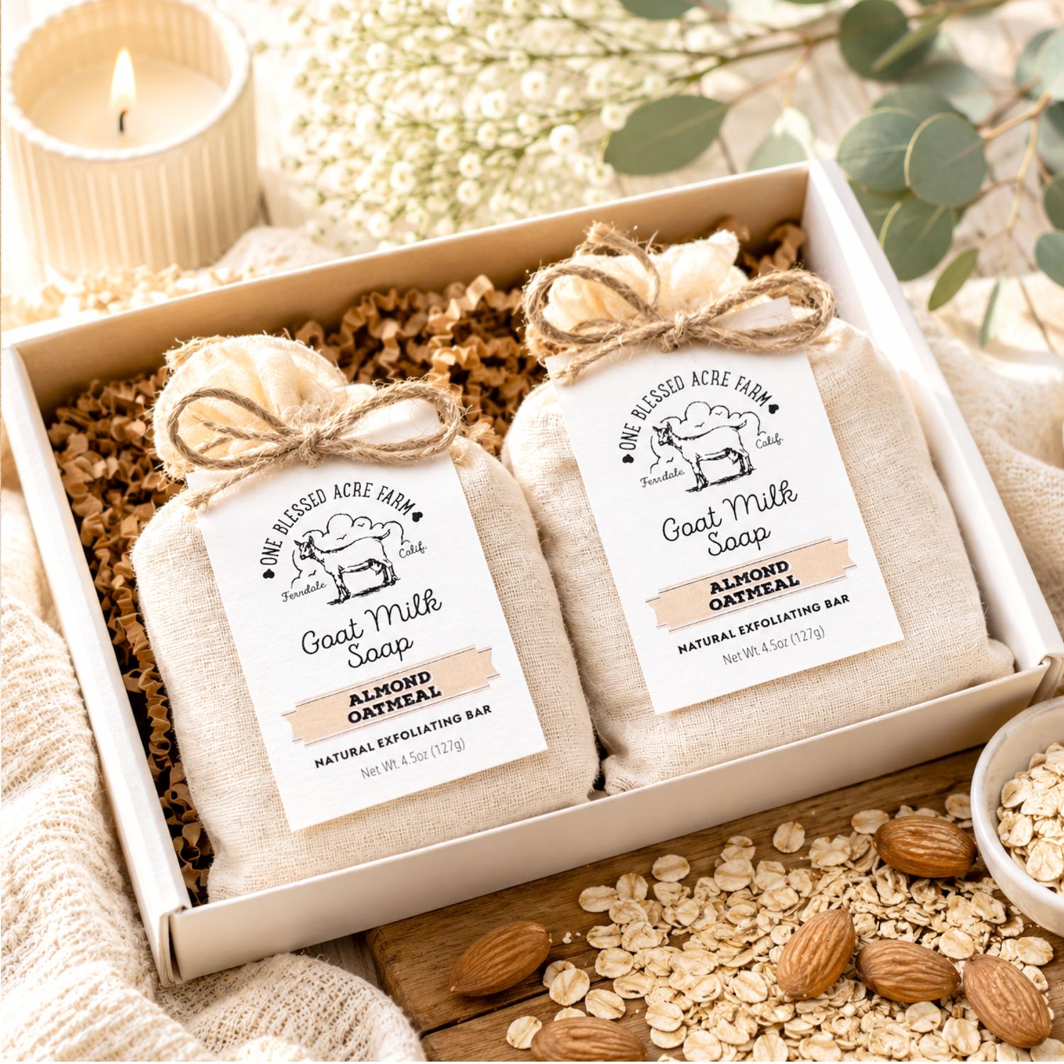 Almond Soap & Lotion Gift Set, Collections: 2 PKG Goat Milk Bar Soap, Add Ons: No Add Ons