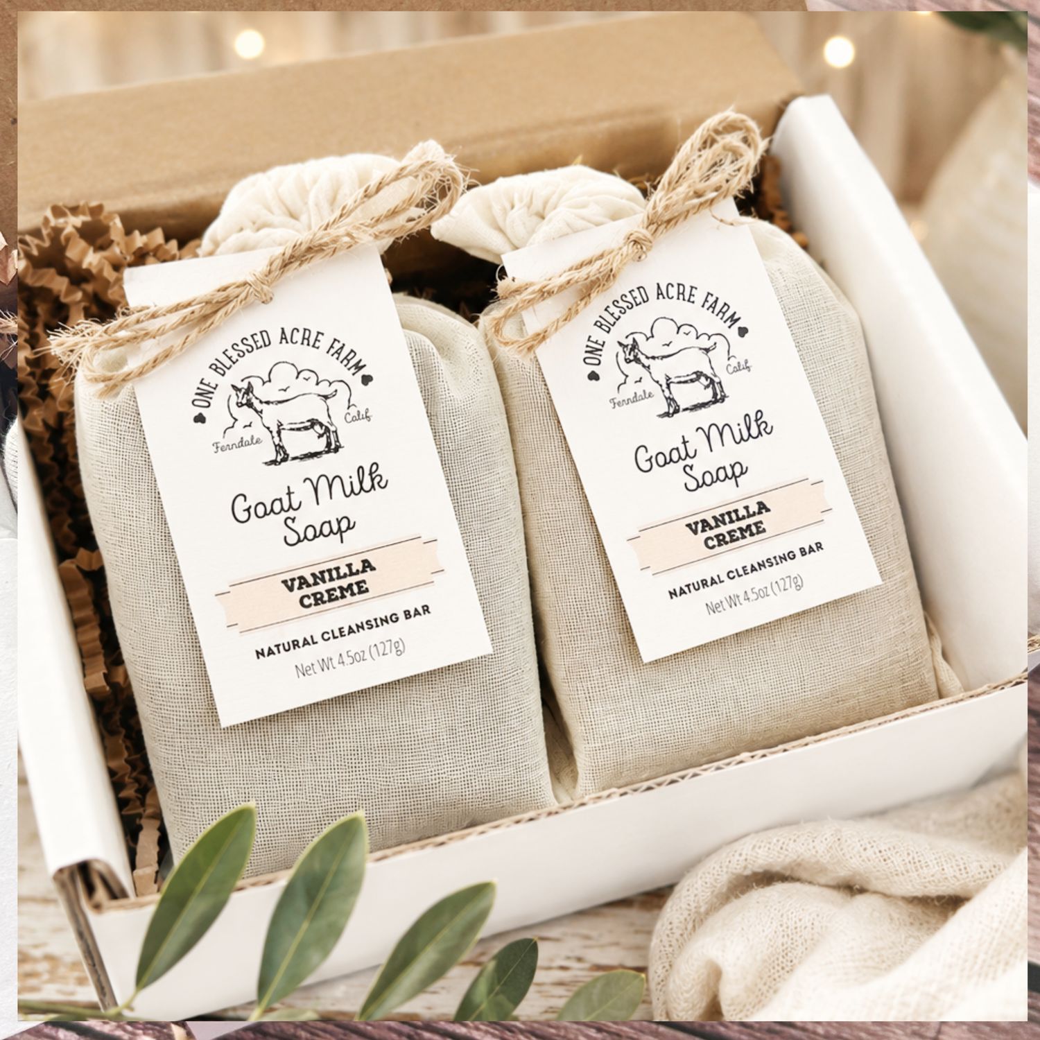 Vanilla Soap Lotion Gift Set Holiday Gift, Collections: 2 PKG Goat Milk Bar Soap, Add Ons: No Add Ons