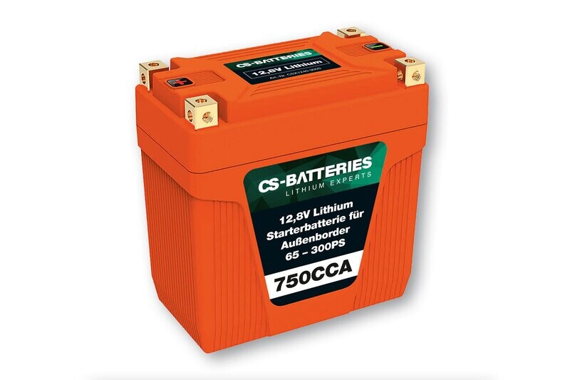 12,8V Lithium Starterbatterie für Außenborder 65 - 300PS | 750CCA | L135 x W75 x 140mm | 1,35kg