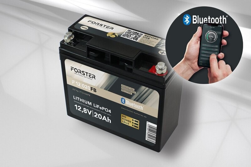 20Ah | 12,8V | FORSTER Lithium Fishing Batterie | integriertes BMSBMS | 2,5kg
