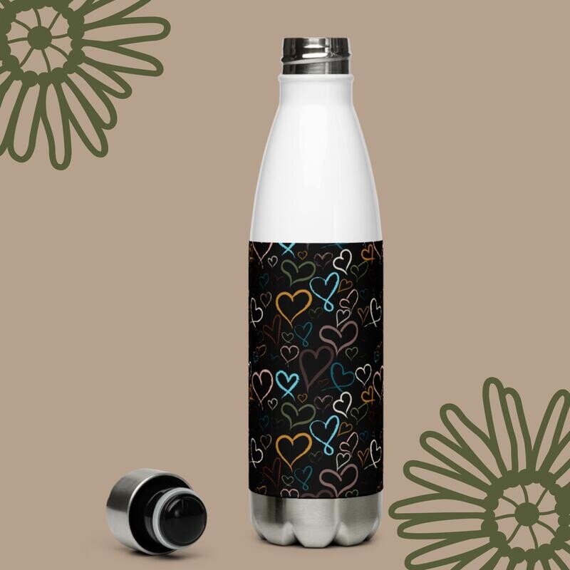 Boho Hearts Stainless Steel Water Bottle