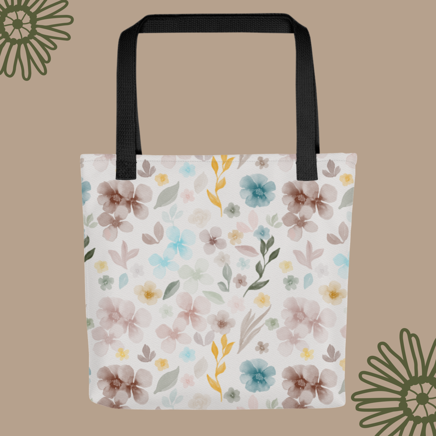 Boho Watercolor Florals Tote bag