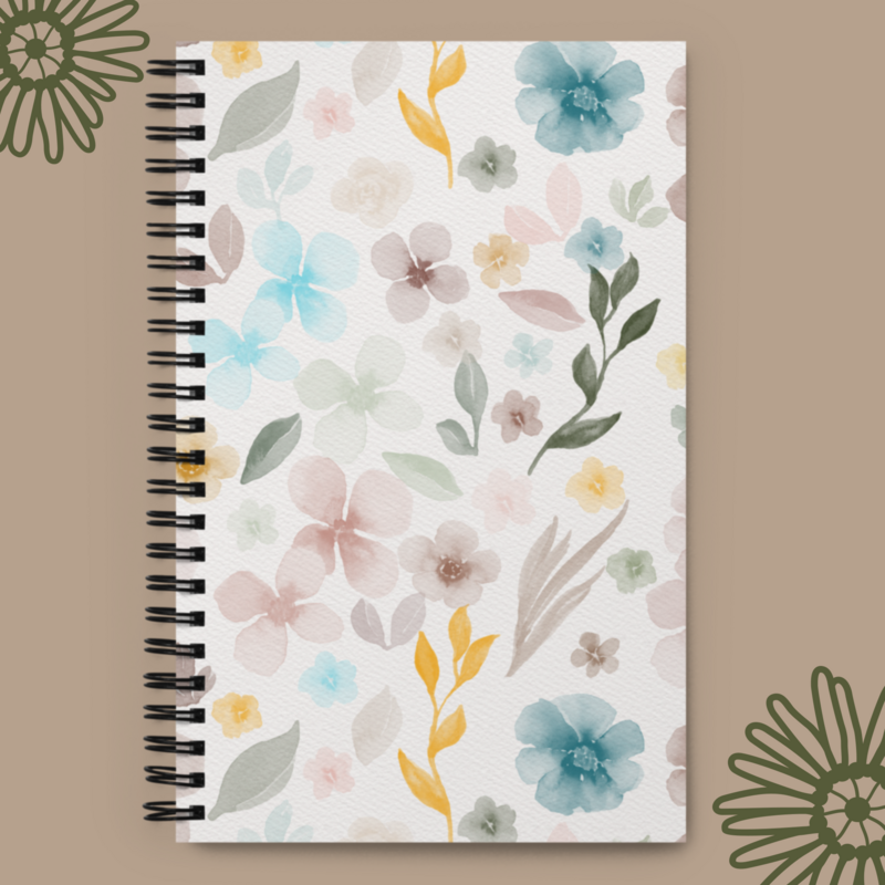 Boho Watercolor Florals Spiral notebook