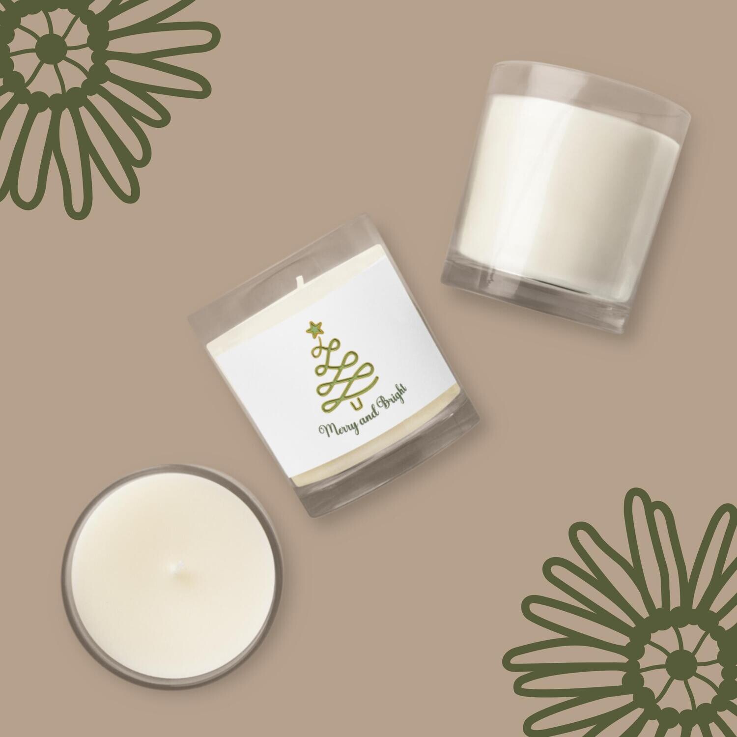 Merry and Bright Glass jar soy wax candle