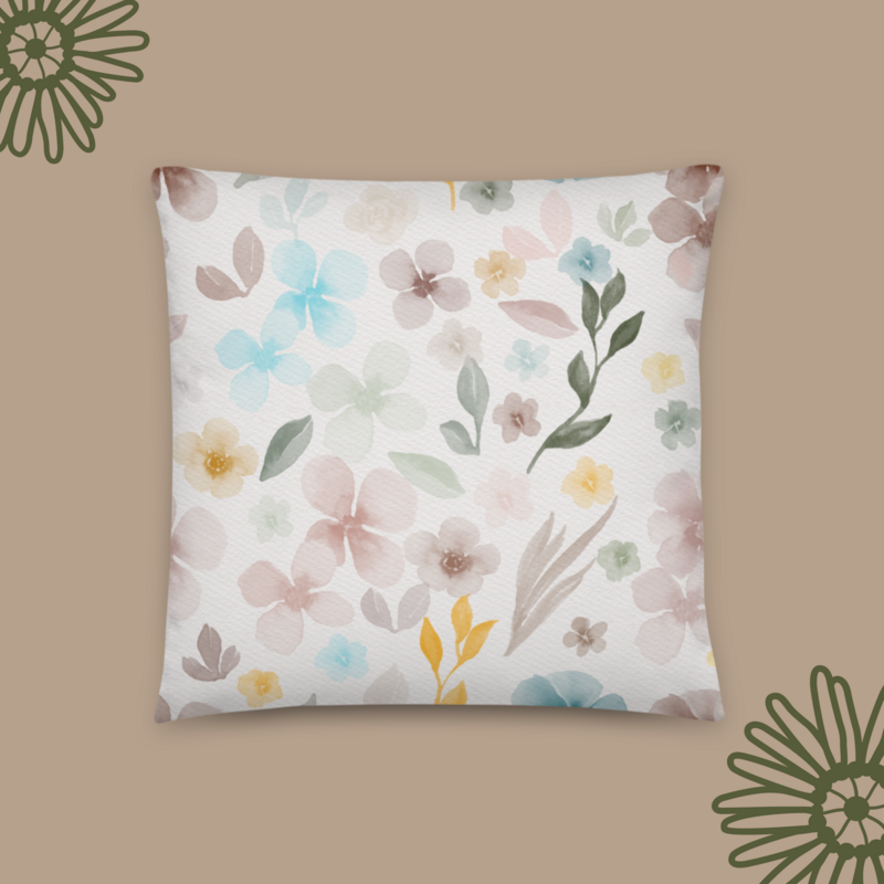 Boho Watercolor Florals Basic Pillow