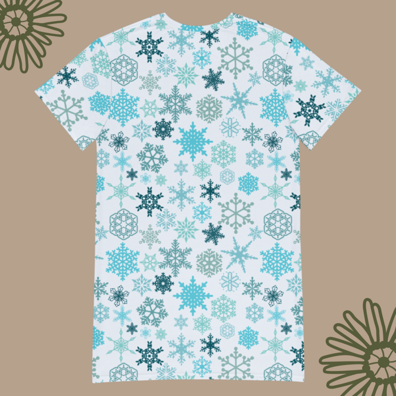 Boho Blue Snowflakes T-shirt dress