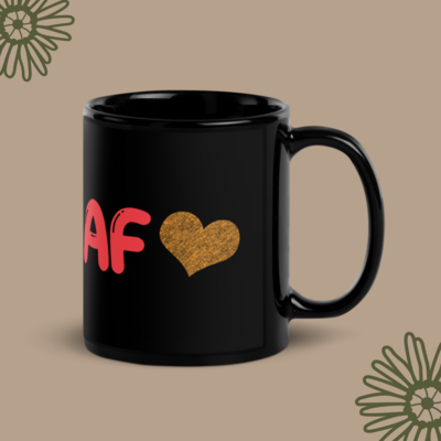 Salty AF Black Glossy Mug