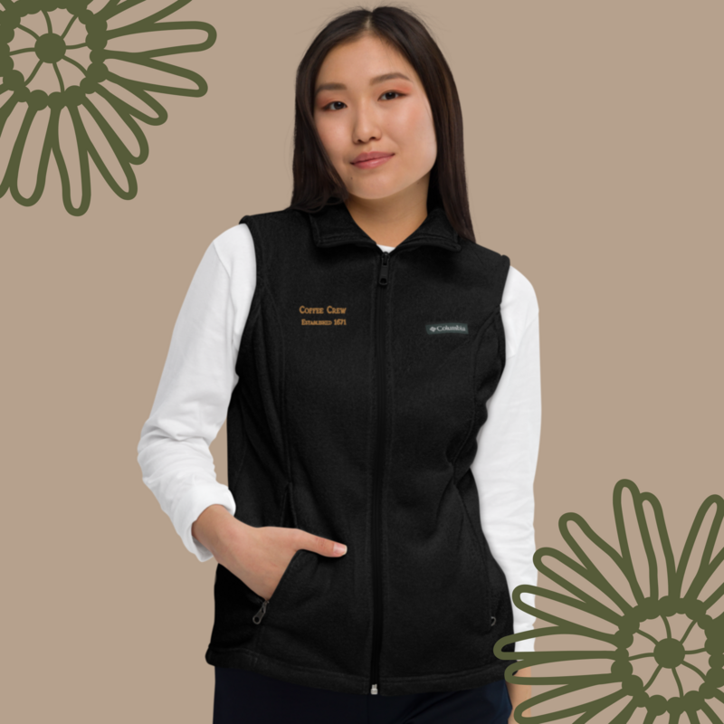 Coffee Crew Embroidered Women’s Columbia fleece vest