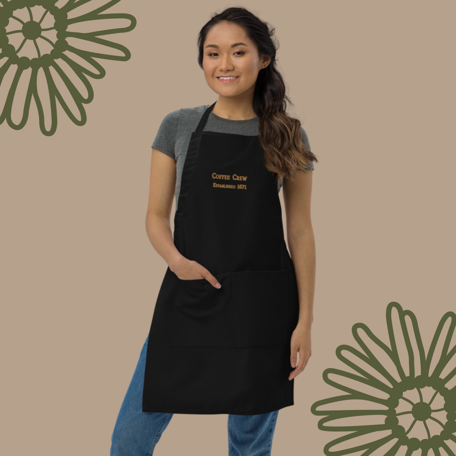 Coffee Crew Embroidered Apron