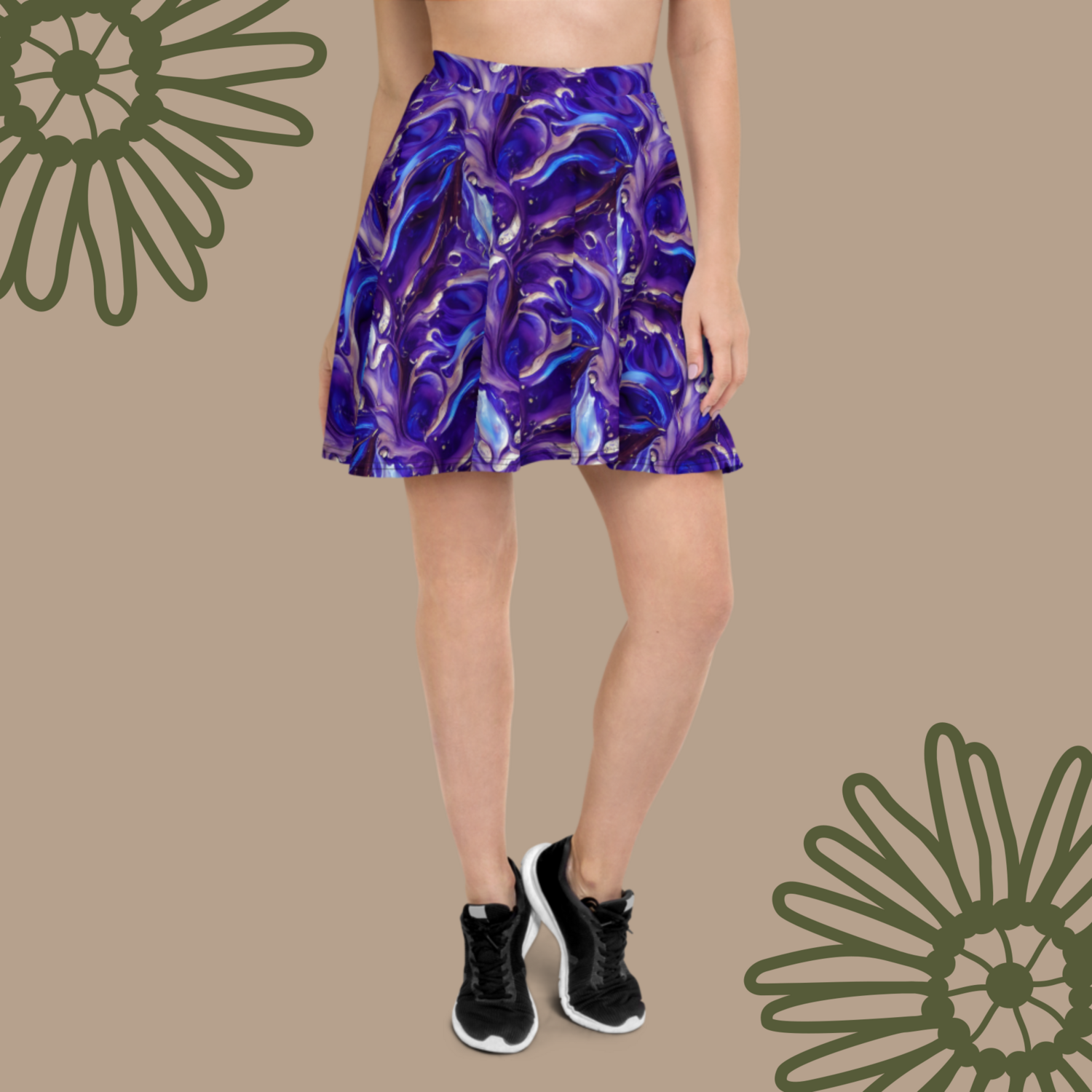 AI Acrylic Pour Skater Skirt