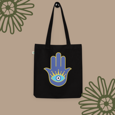 Hamsa Evil Eye Organic fashion tote bag