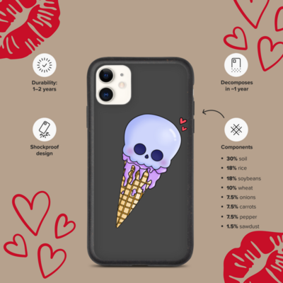 Pastel Goth Valentine Ice Cream Cone iPhone case