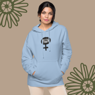 Feminist Symbol Embroidered pigment-dyed hoodie