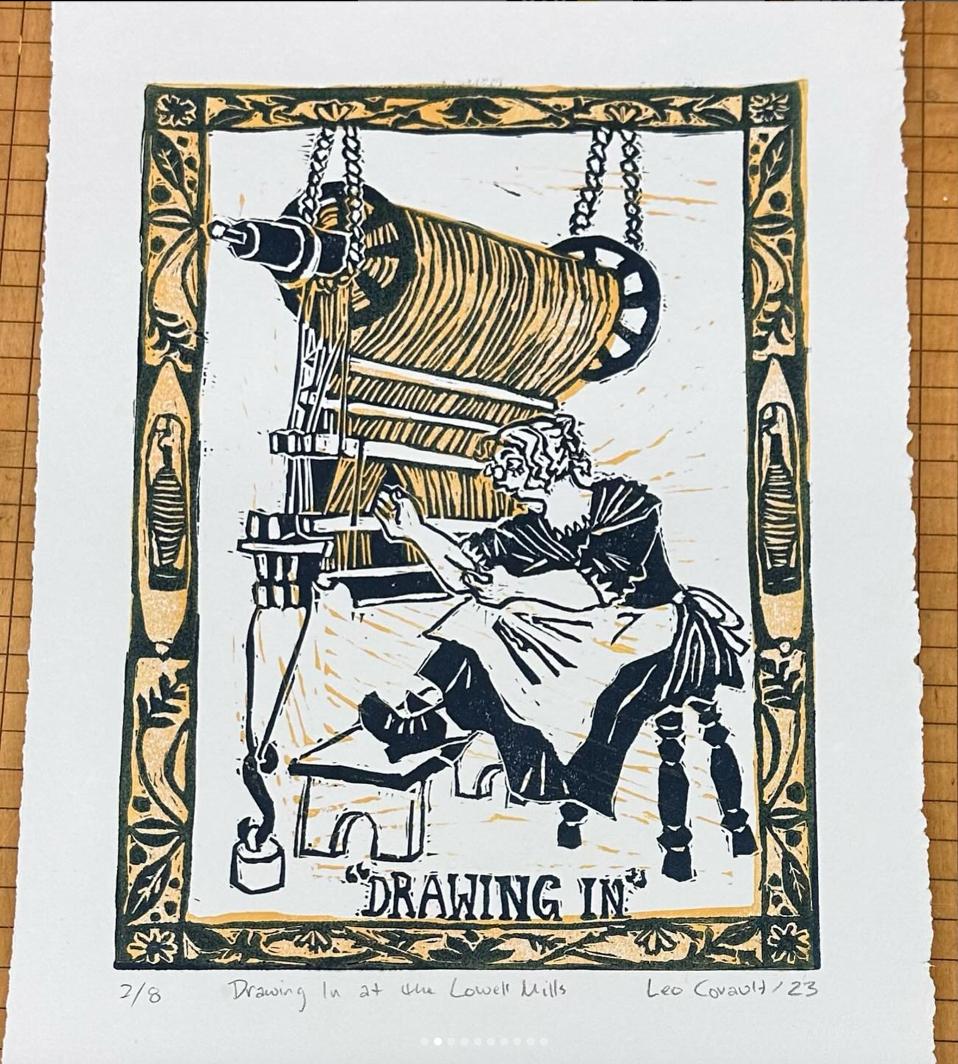 Drawing In Linocut Print