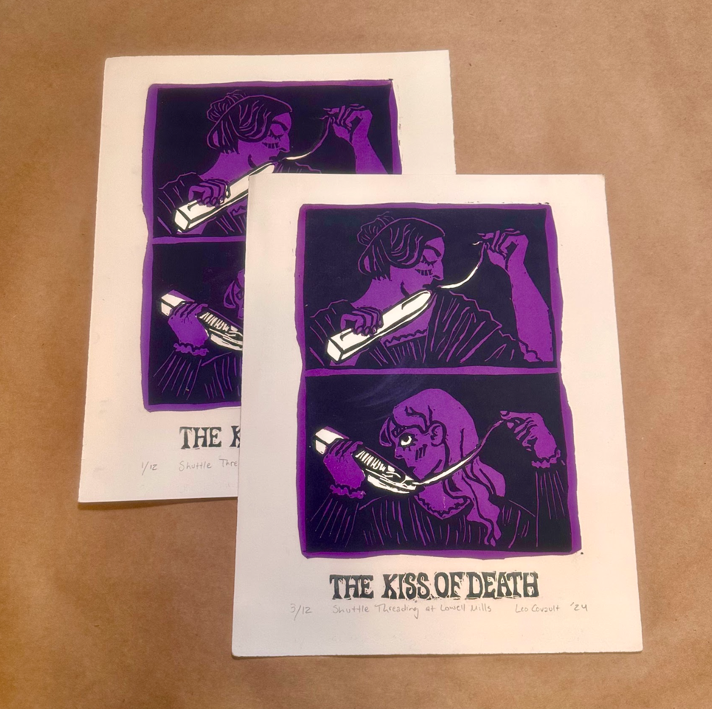 Kiss of Death Linocut Print