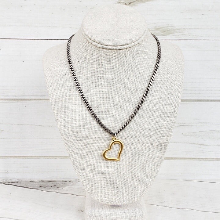 Curb Chain Heart Necklace