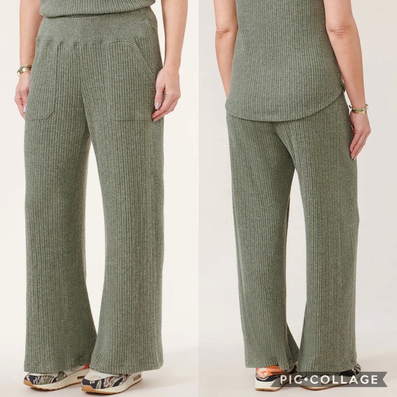 High Rise Mitred Waistband Mixed Media Lounge Pant