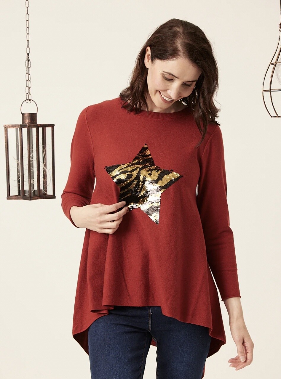 Rust Star Knit Sweater