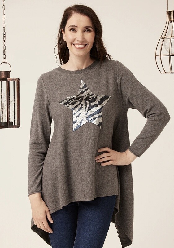 Grey Star Knit Sweater