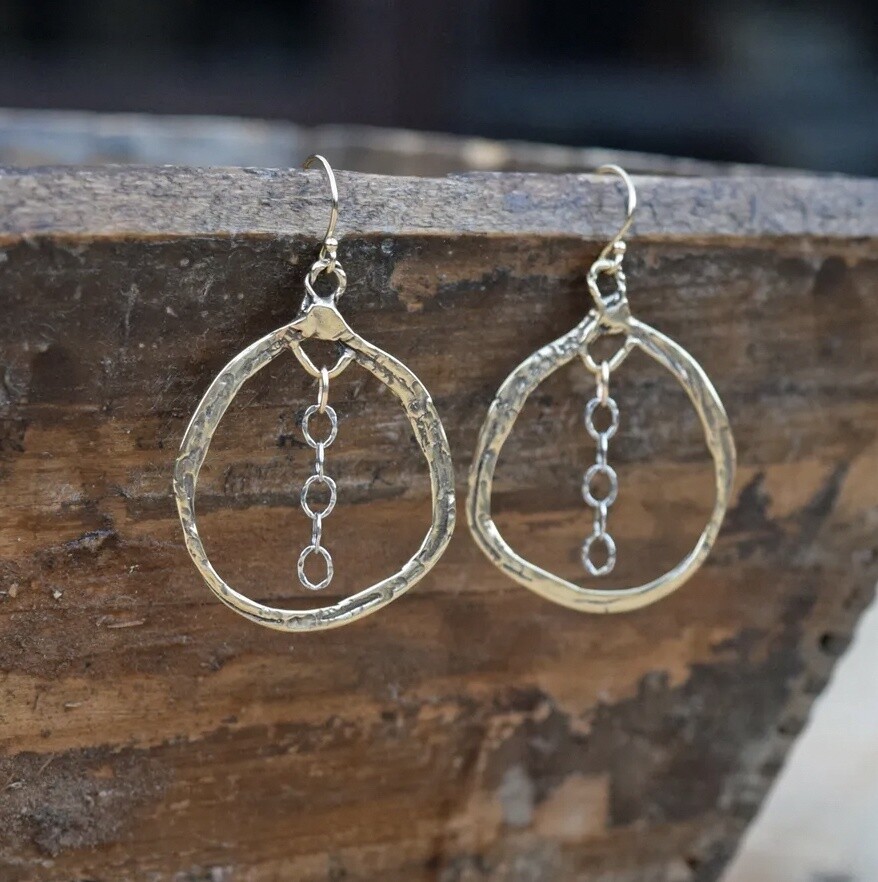 Artisan Gold Bronze Hoop Earrings