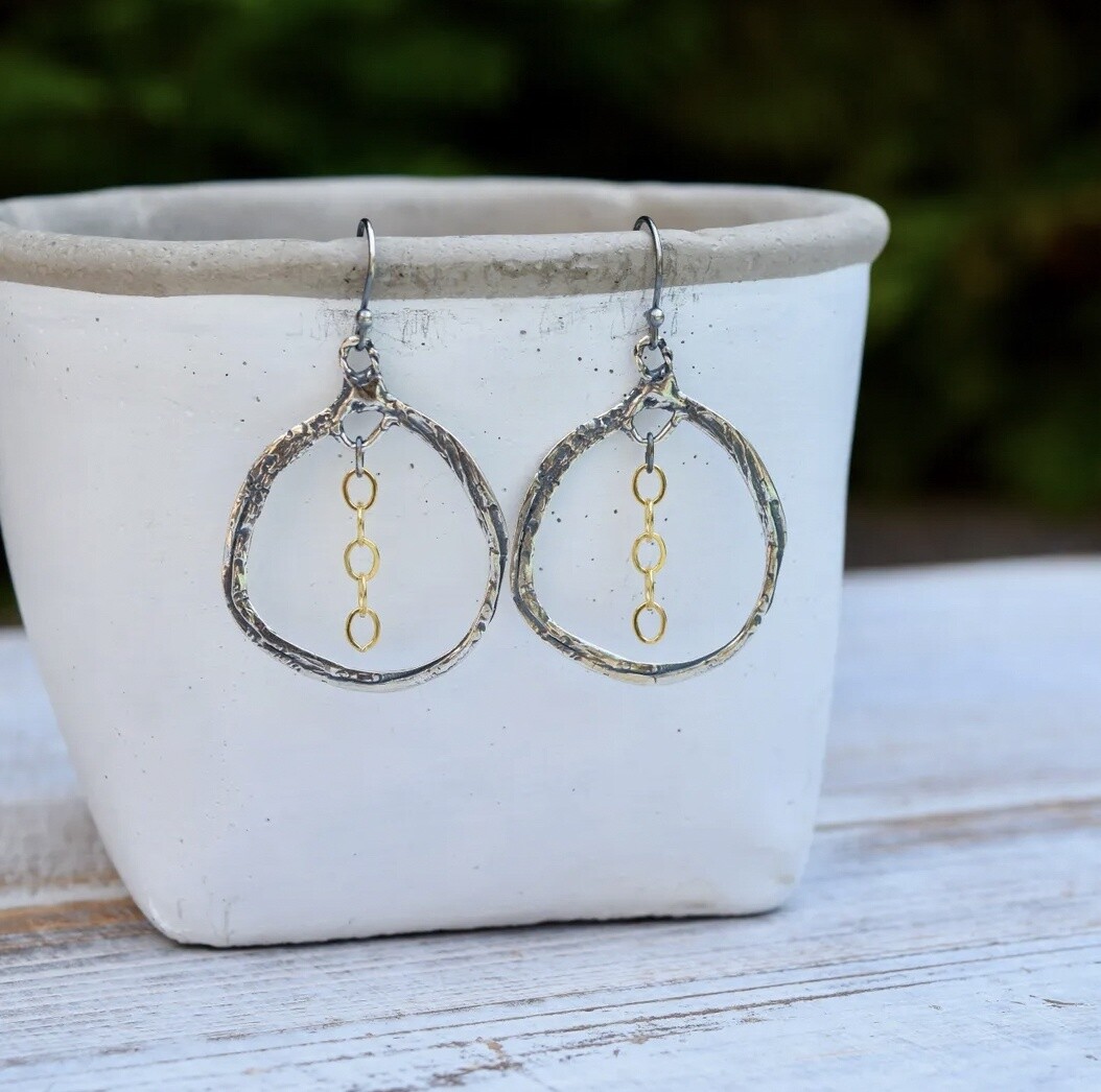 Artisan Sterling Silver Hoop