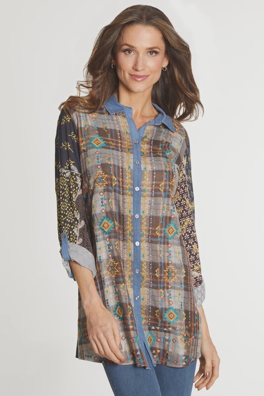 Embroidered Plaid Tunic
