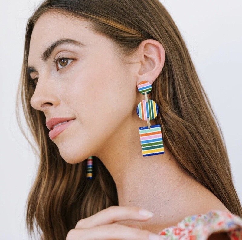 Rainbow Striped Harbor Earrings