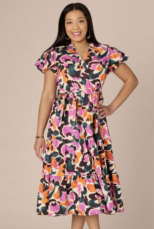 Abstract Floral Woven Dress
