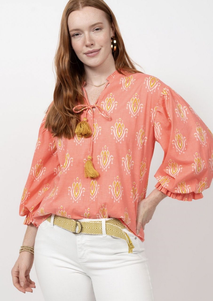 Ikat Blouson Sleeve Top