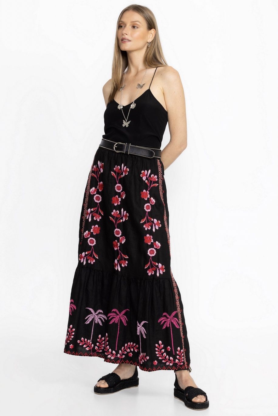 Cassia Tiered Linen Skirt