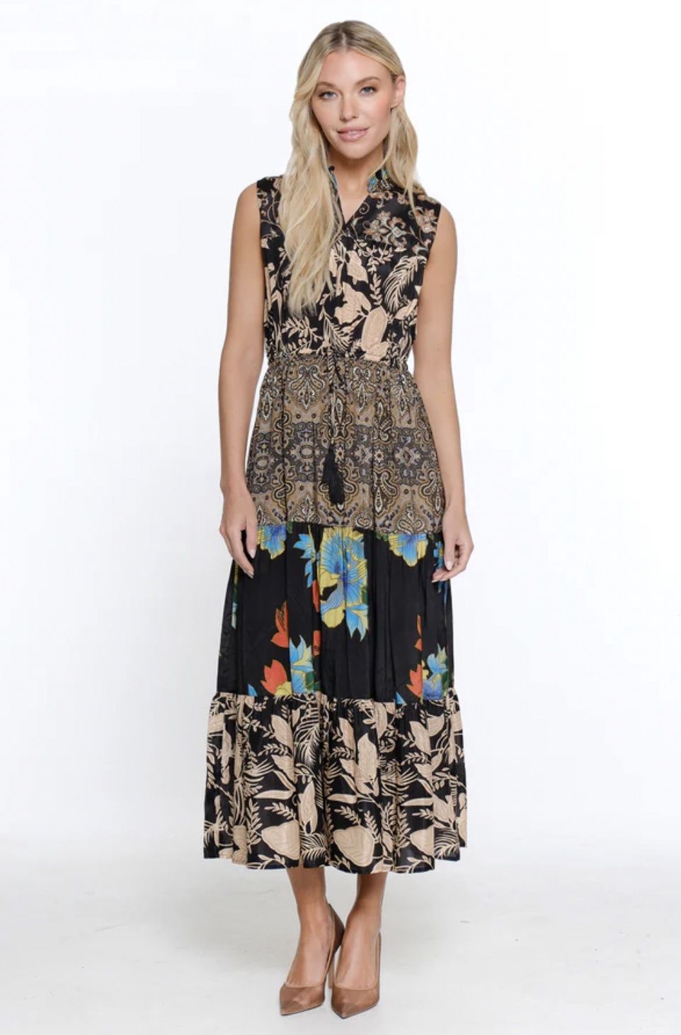 Tiered Dress W/Tassel Ties