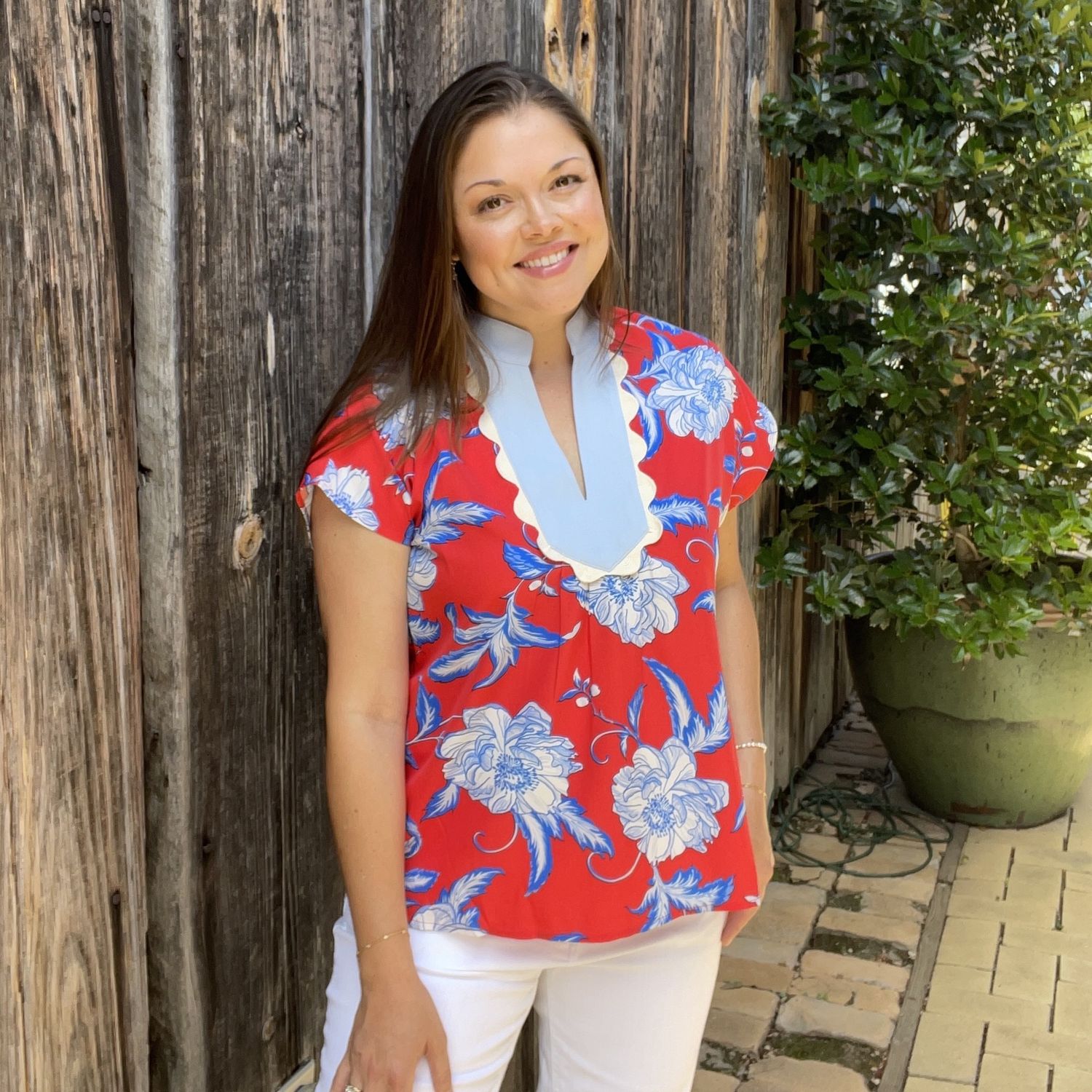 Red, White &amp; Blue Blooms Top