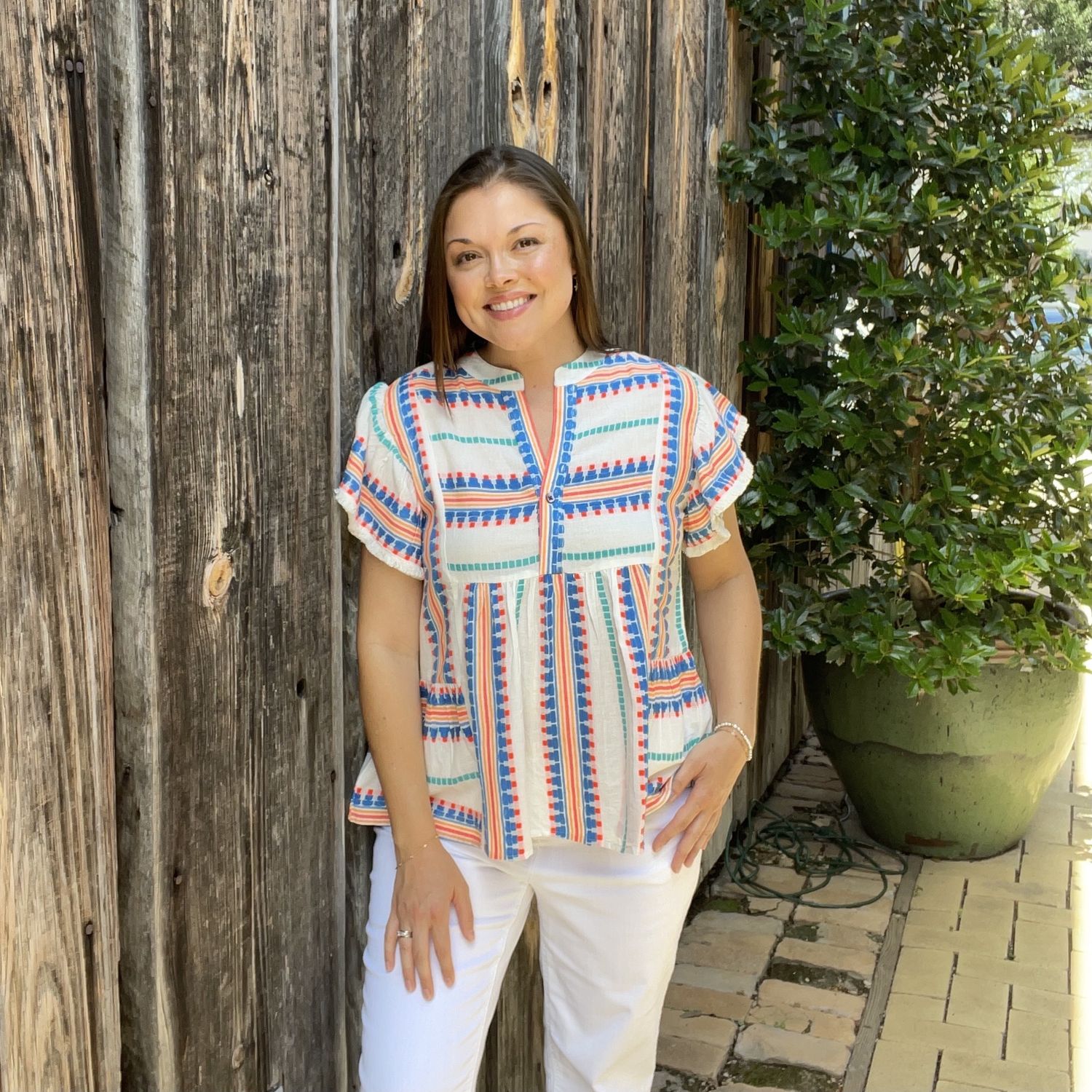 Boho Pattern Flutter Sleeve Top