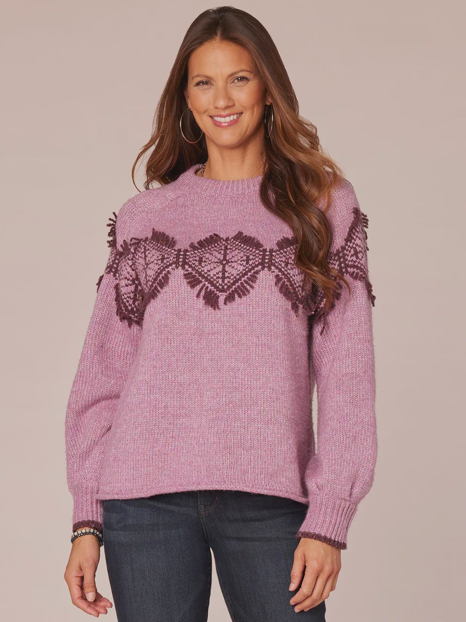 Magenta Fringe Sweater